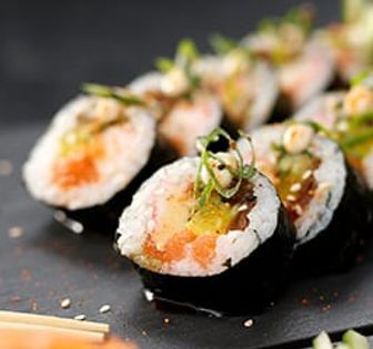 A plate with sushi on it 