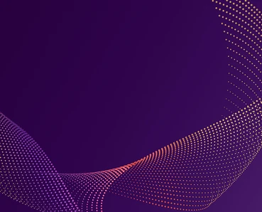 The image shows a vibrant abstract wave-like pattern of golden dots against a deep purple background, creating a mesmerizing and dynamic visual effect