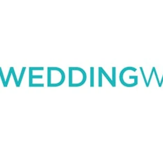 The image shows the logo for WeddingWire, a popular wedding planning website, with a teal-colored icon and text spelling out the company name in a simple, modern font